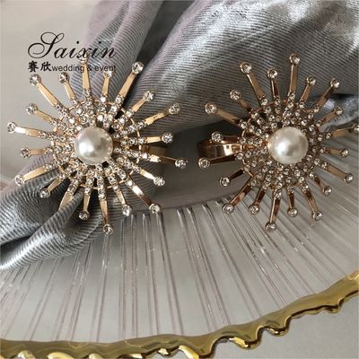Pearl Napkin And Ring Set Flower Ray Gold Metal 6cm