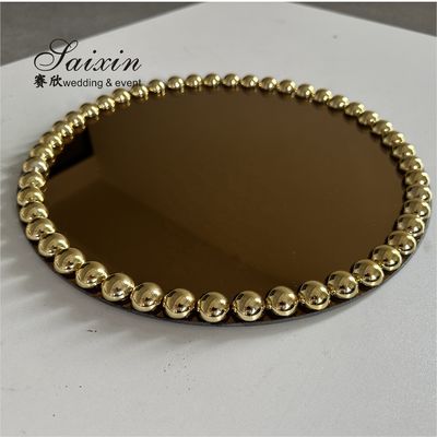 Red Gold Plastic Charger Plate With Beaded Rims 13 In Mirror Glass Plate