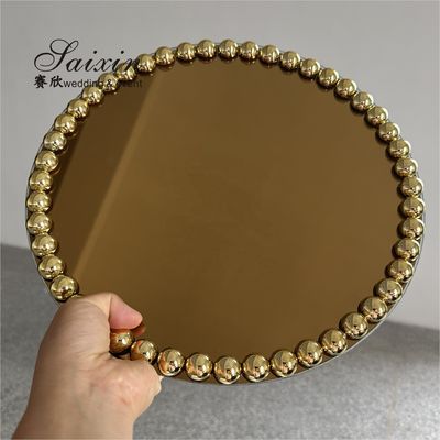 Red Gold Plastic Charger Plate With Beaded Rims 13 In Mirror Glass Plate
