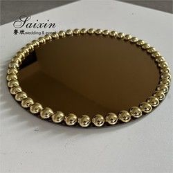 Red Gold Plastic Charger Plate With Beaded Rims 13 In Mirror Glass Plate