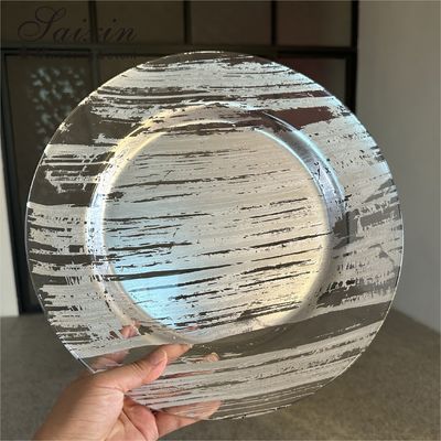 Hot Sale Wedding Table Decoration Glass Charger Plates 33 cm Wedding Glass Charger Plates