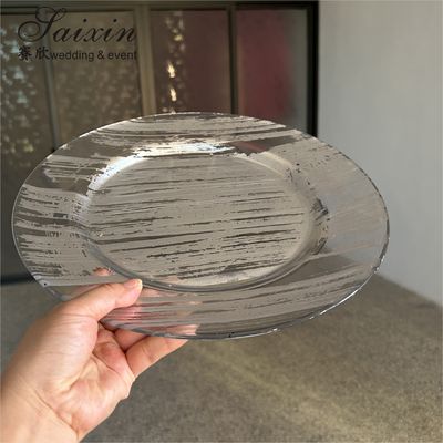 Hot Sale Wedding Table Decoration Glass Charger Plates 33 cm Wedding Glass Charger Plates