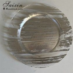 Hot Sale Wedding Table Decoration Glass Charger Plates 33 cm Wedding Glass Charger Plates