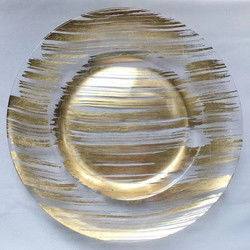 Hot Sale Wedding Table Decoration Glass Charger Plates 33 cm Wedding Glass Charger Plates