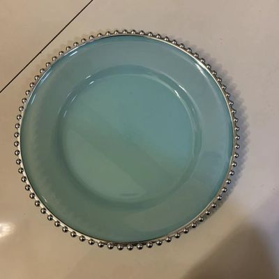 Plastic Gold Beaded Acrylic Charger Plate Wedding Table Decoration Clear