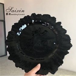 ZT-P056 Clear Silver Rim Decoration Glass Charger Plate For Home Wedding Decoration