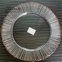 Christmas Glass Charger Plate For Wedding Events Table Decoration Gold Rim Set Of 6