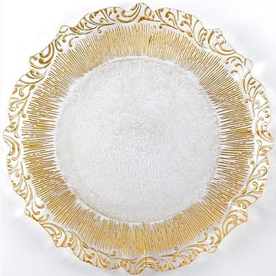 13 Inch Beautiful Shiny  Brown Glass Charger Plates For Events