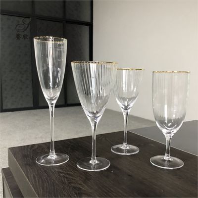 Gold Edge Clear Wine Champagne Water Glasses Party Personalised Wedding Glassware