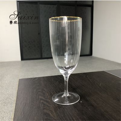 Gold Edge Clear Wine Champagne Water Glasses Party Personalised Wedding Glassware