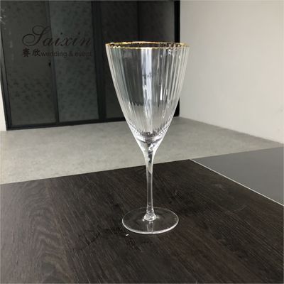 Gold Edge Clear Wine Champagne Water Glasses Party Personalised Wedding Glassware