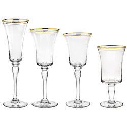 Gold Edge Clear Wine Champagne Water Glasses Party Personalised Wedding Glassware