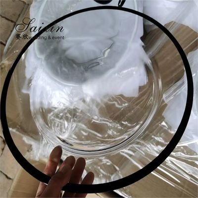14 Inch 16 Inch  Glass Clear Charger Plates With Black Rim For Wedding Events