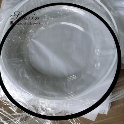 14 Inch 16 Inch  Glass Clear Charger Plates With Black Rim For Wedding Events