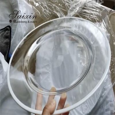 14 Inch 16 Inch  Glass Clear Charger Plates With Black Rim For Wedding Events