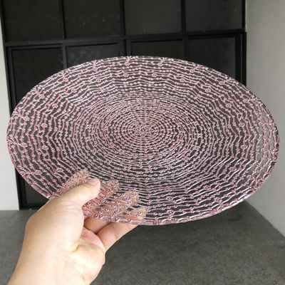 ZT-P046  Transparent with pink colors glass charger plate for wedding