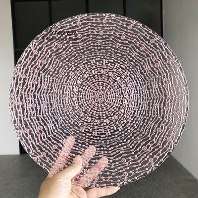 ZT-P046  Transparent with pink colors glass charger plate for wedding