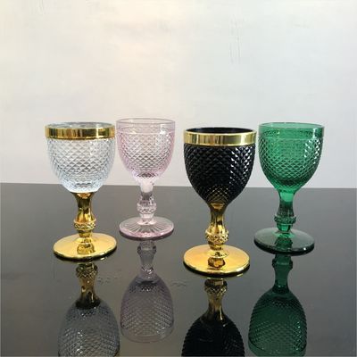 Hot Sale elegant Diamond Design Thick  White Wine Glasses For Wedding Event