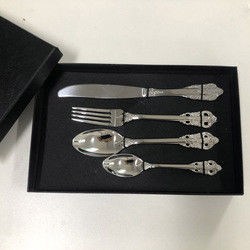 SX-GP-012  Luxury vintage stainless steel knife fork spoon 4pieces set cutlery for wedding dinner party