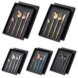 Wholesale elegant stainless steel gold knife spoon fork cutlery sets