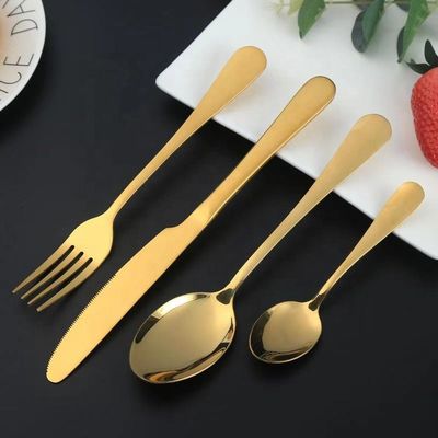 Wholesale set stainless steel gold  knife spoon fork cutlery sets for wedding event