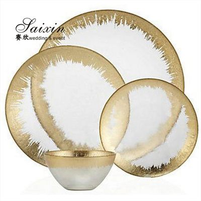 Break Resistant Round Glass Flat Charger Plate For Wedding Table Setting Disposable