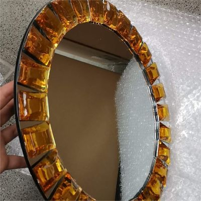 Gold Diamond Beaded Rim Charger Plates Mirror Flat Dish For Wedding Event