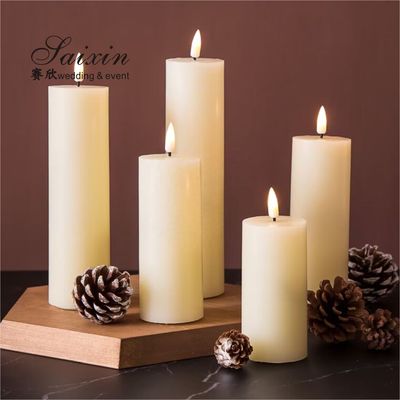 Hot sale good quality  real wax LED pillar candle for weddings