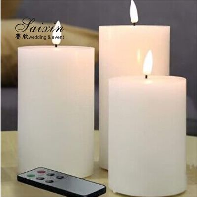 Hot sale good quality  real wax LED pillar candle for weddings