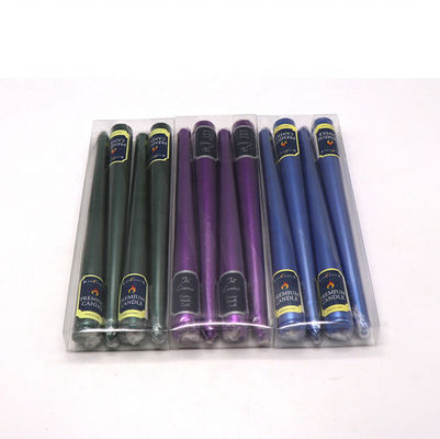 Factory wholesale  high quality electroplating multiple colored gold silver long burning non drip  taper candles