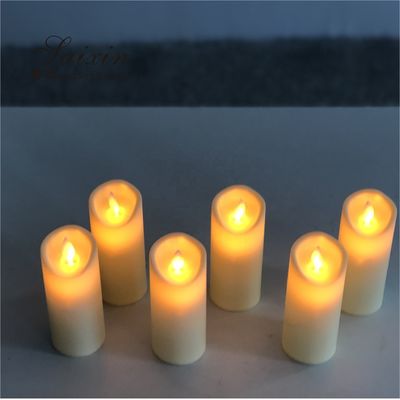 Cheap event decoration plastic battery operated moving flame led  pillar  candles