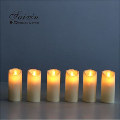 Cheap event decoration plastic battery operated moving flame led  pillar  candles