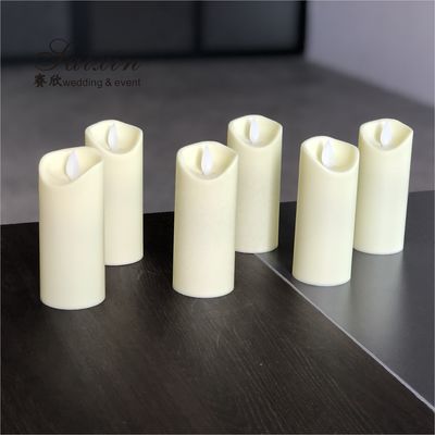 Cheap event decoration plastic battery operated moving flame led  pillar  candles
