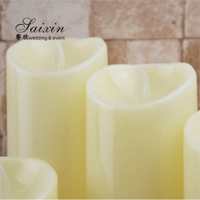 Cheap event decoration plastic battery operated moving flame led  pillar  candles