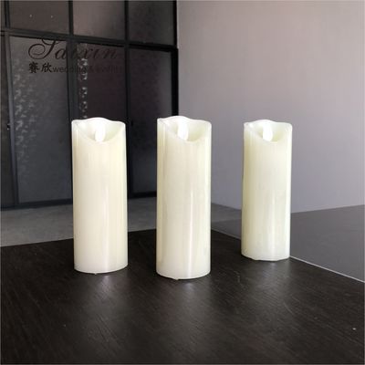 2021 Battery Operated Warm White Flat Flickering  LED Pillar Candles For Wedding Candelabras