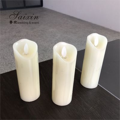 2021 Battery Operated Warm White Flat Flickering  LED Pillar Candles For Wedding Candelabras