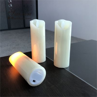 2021 Battery Operated Warm White Flat Flickering  LED Pillar Candles For Wedding Candelabras