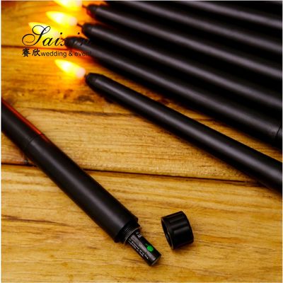 Factory wholesale remote control black LED acrylic plastic thin taper candles for Parties