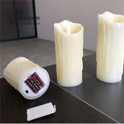 Good quality event decoration real wax dripping dancing flame LED pillar candle