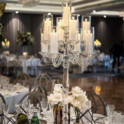 Real Wax Pillar Candle Centerpieces Wedding Centerpieces With Candelabra Table Decoration