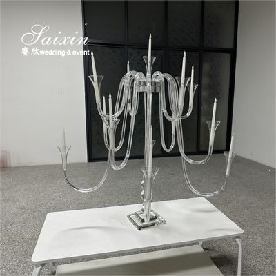 Luxe Wedding centerpiece Crystal Glass Large Branch Candle Stands For Table Decoration