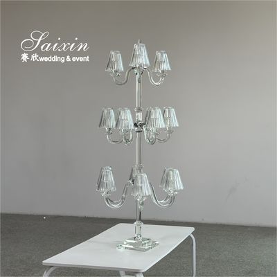 3 layer glass candelabra centerpieces 15 Arms Candle holders for wedding centerpieces