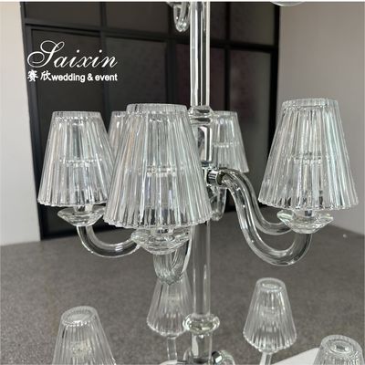 3 layer glass candelabra centerpieces 15 Arms Candle holders for wedding centerpieces