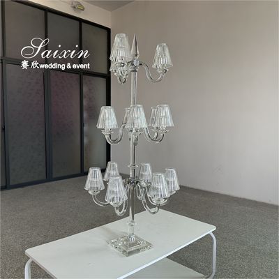 3 layer glass candelabra centerpieces 15 Arms Candle holders for wedding centerpieces