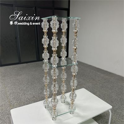 Hot Sale Crystal With Gold Metal Desing Flower Stand For Wedding Centerpieces