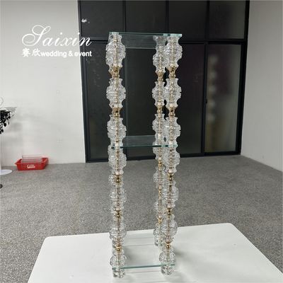 Hot Sale Crystal With Gold Metal Desing Flower Stand For Wedding Centerpieces