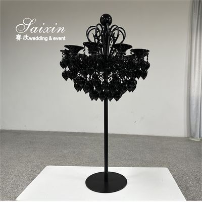 Glass Candelabra Black Wedding Candle Holder For Event Centerpieces