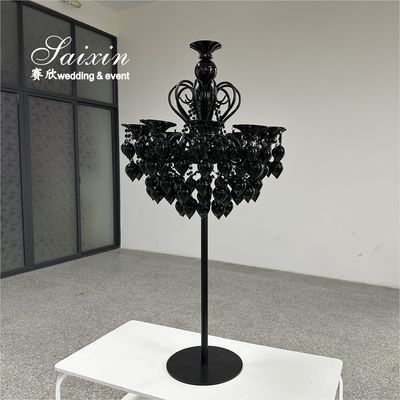 Glass Candelabra Black Wedding Candle Holder For Event Centerpieces