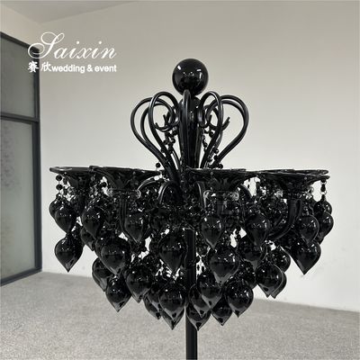 Glass Candelabra Black Wedding Candle Holder For Event Centerpieces