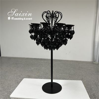 Glass Candelabra Black Wedding Candle Holder For Event Centerpieces